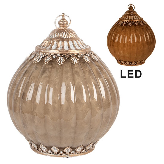 Clayre &amp; Eef | Decoratie met LED Beige &oslash; 15x19 cm / 2xAAA | 6GL5218