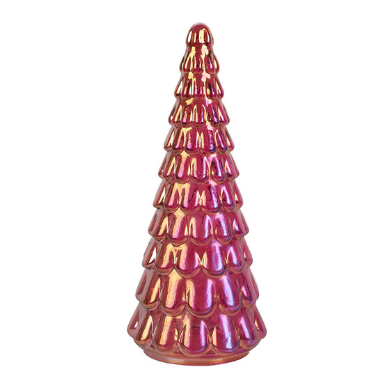 Clayre &amp; Eef | Kerstdecoratie Kerstboom Roze &oslash; 11x26 cm | 6GL5328