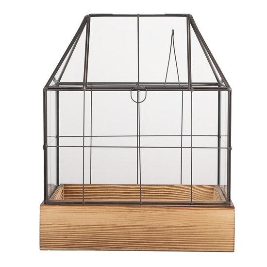 Clayre & Eef | Decoratie Kweekkasje Transparant Bruin 26x17x32 cm | 6GL5363