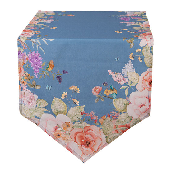 Clayre &amp; Eef | Tafelloper Blauw Beige 50x160 cm | FFA65BL