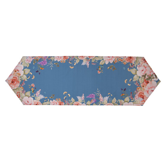 Clayre &amp; Eef | Tafelloper Blauw Beige 50x160 cm | FFA65BL
