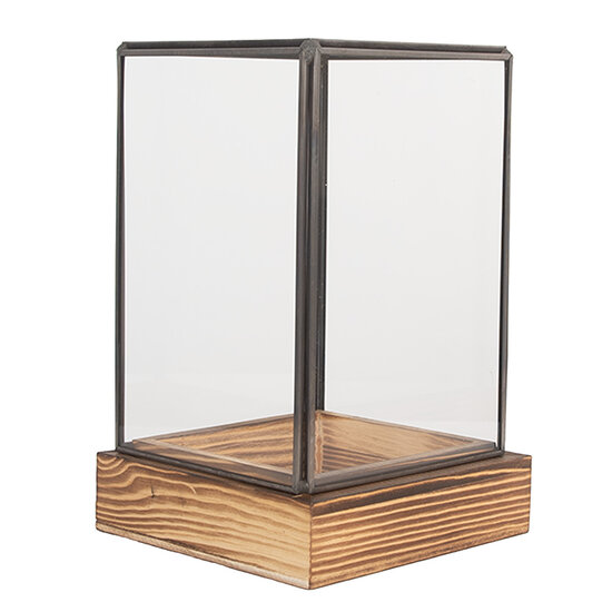 Clayre &amp; Eef | Decoratie Kweekkasje Transparant Bruin 12x12x19 cm | 6GL5366