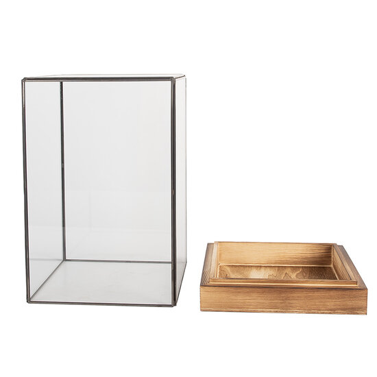 Clayre &amp; Eef | Decoratie Kweekkasje Transparant Bruin 12x12x19 cm | 6GL5366