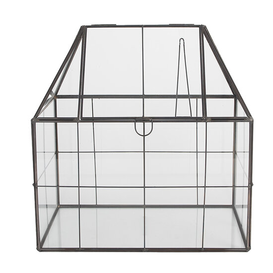 Clayre &amp; Eef | Decoratie Kweekkasje Transparant Zwart 25x16x26 cm | 6GL5368