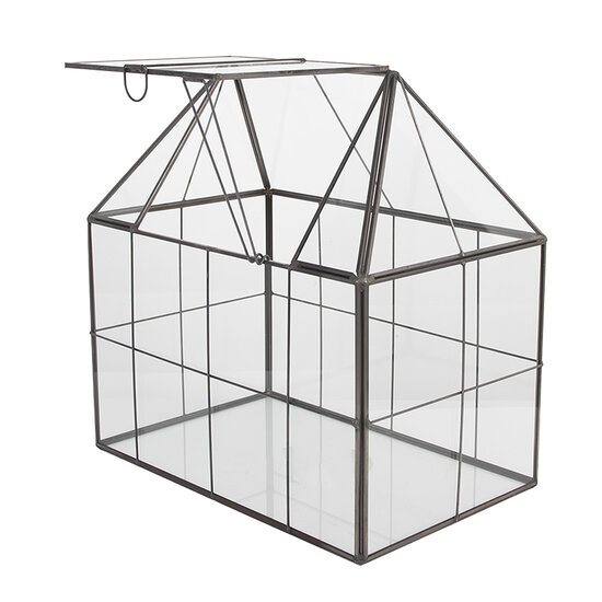 Clayre &amp; Eef | Decoratie Kweekkasje Transparant Zwart 25x16x26 cm | 6GL5368