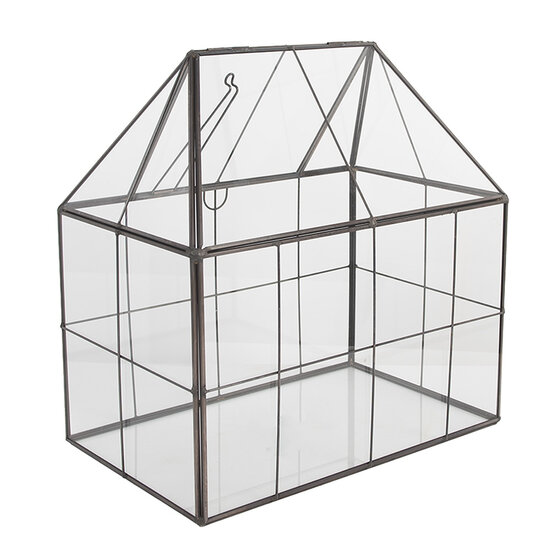 Clayre &amp; Eef | Decoratie Kweekkasje Transparant Zwart 25x16x26 cm | 6GL5368