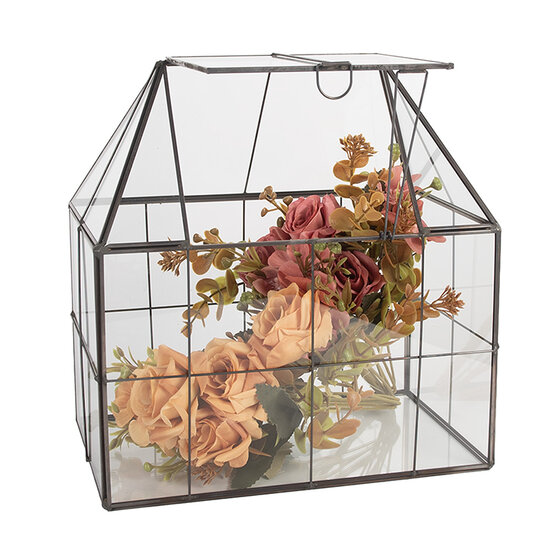 Clayre &amp; Eef | Decoratie Kweekkasje Transparant Zwart 25x16x26 cm | 6GL5368