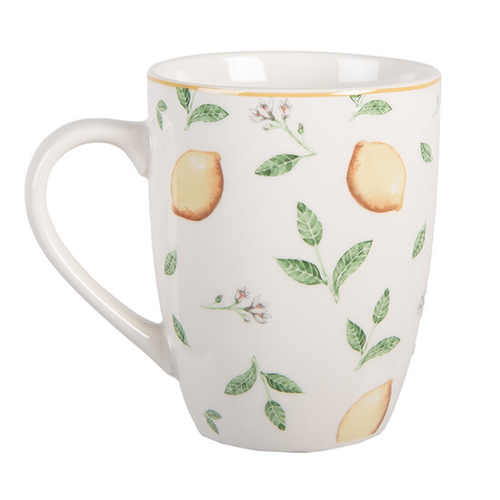 Clayre &amp; Eef | Mok Wit Geel 12x8x10 cm / 350 ml | LELMU0001
