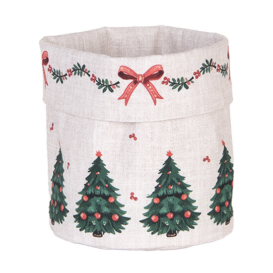 Clayre &amp; Eef | Broodmandje Beige Groen Rood &oslash; 15x16 cm | TCH50