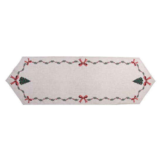 Clayre &amp; Eef | Tafelloper Beige Groen Rood 50x160 cm | TCH65