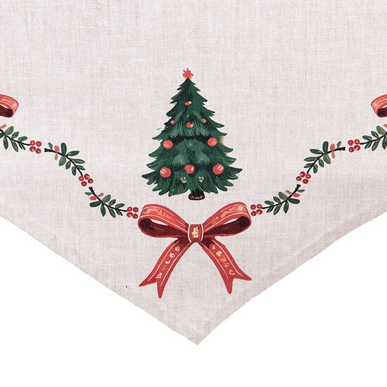 Clayre &amp; Eef | Tafelloper Beige Groen Rood 50x160 cm | TCH65