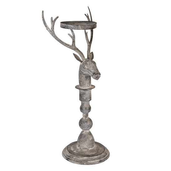 Clayre & Eef | Kandelaar Hert Grijs 17x14x42 cm | 6Y5838