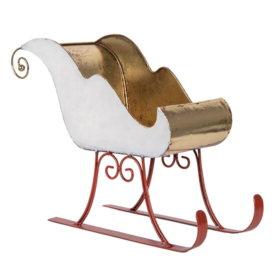 Clayre &amp; Eef | Kerstdecoratie Slee Wit Goudkleurig 38x15x28 cm | 6Y5843