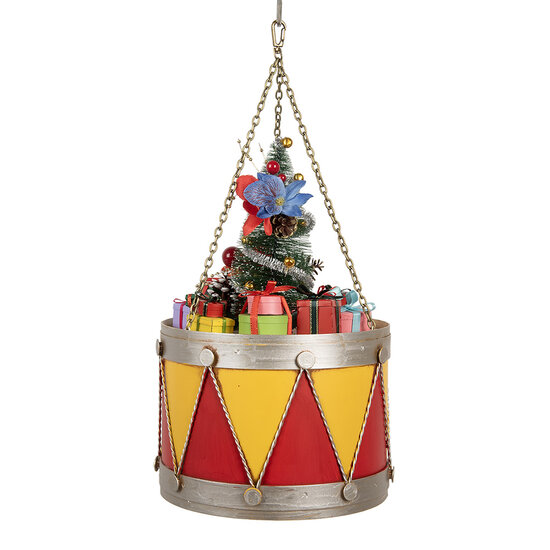 Clayre &amp; Eef | Decoratie Trommel Geel Rood &oslash; 21x34/43 cm | 6Y5867Y