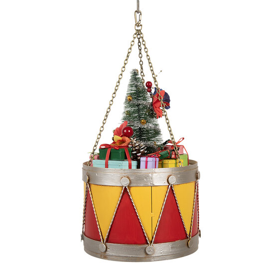 Clayre &amp; Eef | Decoratie Trommel Geel Rood &oslash; 21x34/43 cm | 6Y5867Y