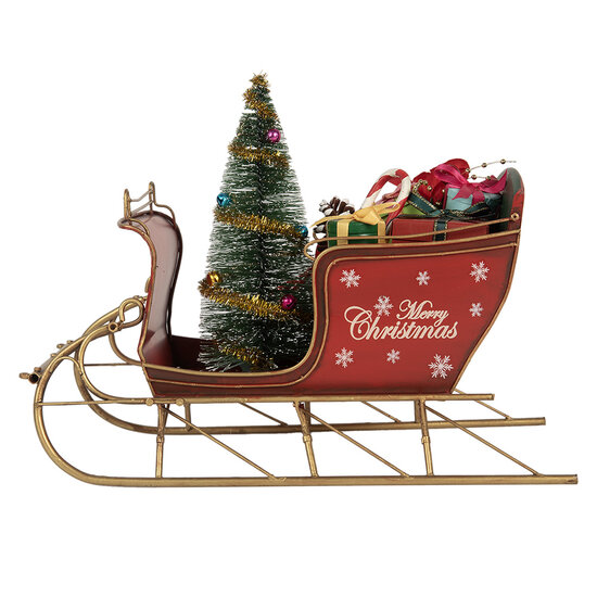 Clayre &amp; Eef | Kerstdecoratie Slee Rood Goudkleurig 30x15x22 cm | 6Y5870