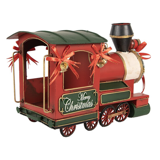 Clayre &amp; Eef | Kerstdecoratie Locomotief Rood Groen 35x16x22 cm | 6Y5871