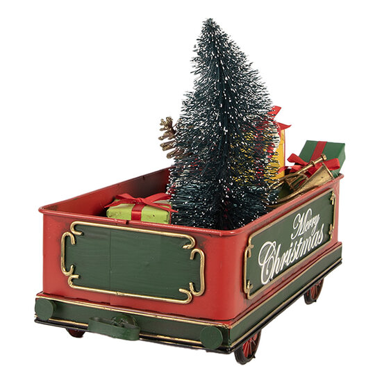 Clayre &amp; Eef | Kerstdecoratie Treinwagon Rood Groen 31x15x25 cm | 6Y5872