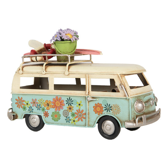 Clayre &amp; Eef | Decoratie Bus Blauw Beige 17x7x11 cm | 6Y5880