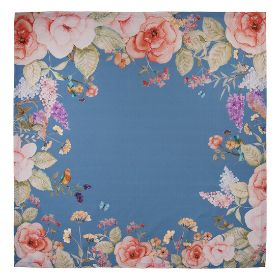 Clayre &amp; Eef | Vierkant Tafelkleed Blauw Beige 100x100 cm | FFA01BL
