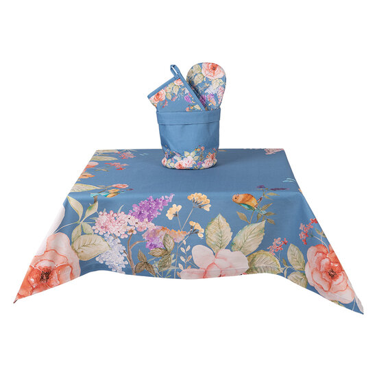Clayre &amp; Eef | Vierkant Tafelkleed Blauw Beige 100x100 cm | FFA01BL