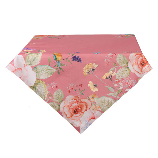 Clayre &amp; Eef | Vierkant Tafelkleed Roze Beige 100x100 cm | FFA01P