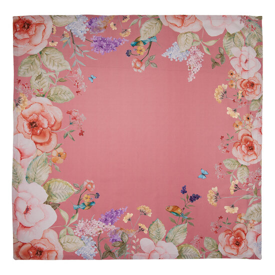 Clayre &amp; Eef | Vierkant Tafelkleed Roze Beige 100x100 cm | FFA01P