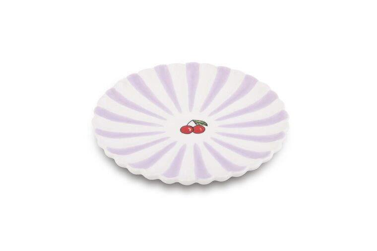 Dinerbord ø 28 cm Fruity Cherry lila wit aardewerk | PC.CE.28 | Dishes & Deco