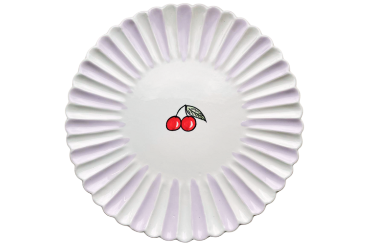 Dinerbord ø 28 cm Fruity Cherry lila wit aardewerk | PC.CE.28 | Dishes & Deco
