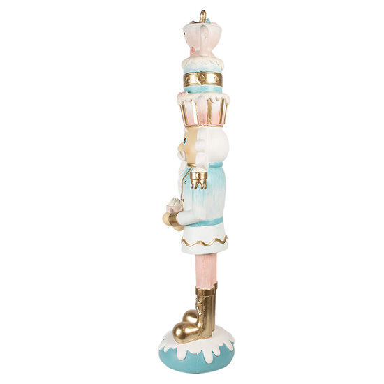 Clayre & Eef | Kerstdecoratie Beeld Notenkraker Blauw Roze 30x28x120 cm | 5PR0142