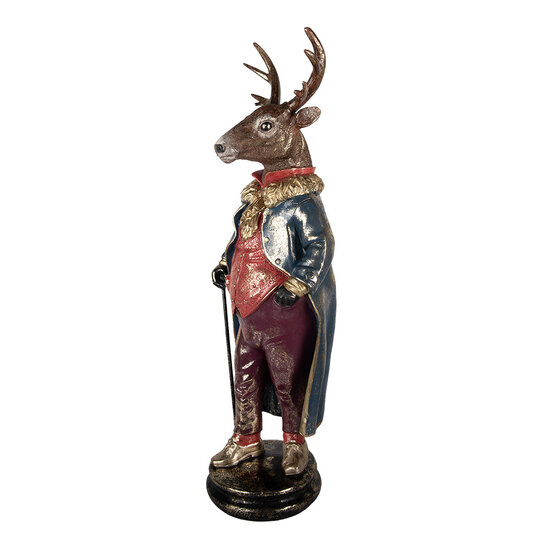 Clayre &amp; Eef | Decoratie beeld Rendier Bruin Rood 25x18x66 cm | 5PR0174