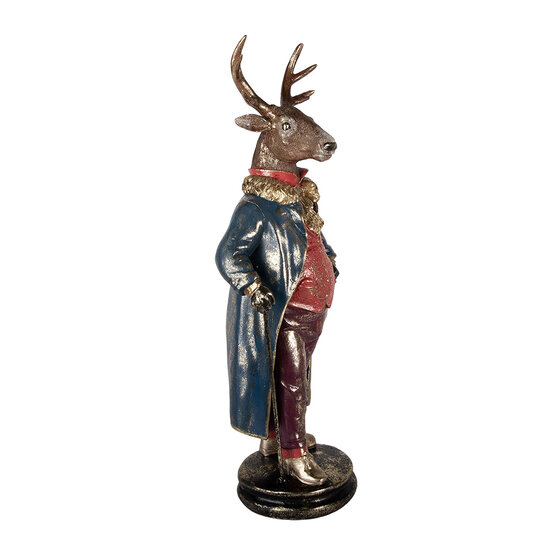 Clayre &amp; Eef | Decoratie beeld Rendier Bruin Rood 25x18x66 cm | 5PR0174