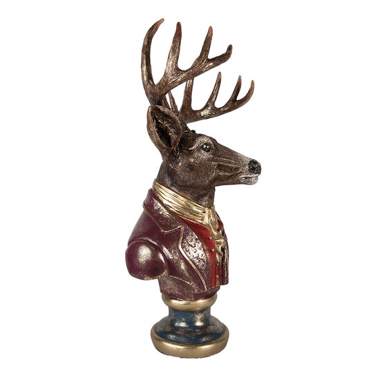 Clayre & Eef | Kerstdecoratie Beeld Rendier Bruin Rood 30x22x57 cm | 5PR0175