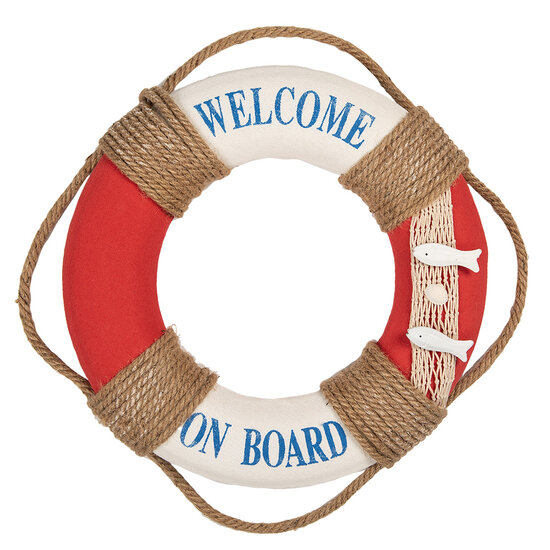 Clayre &amp; Eef | Decoratie Reddingsboei Wit Rood &oslash; 37x7 cm | 66069