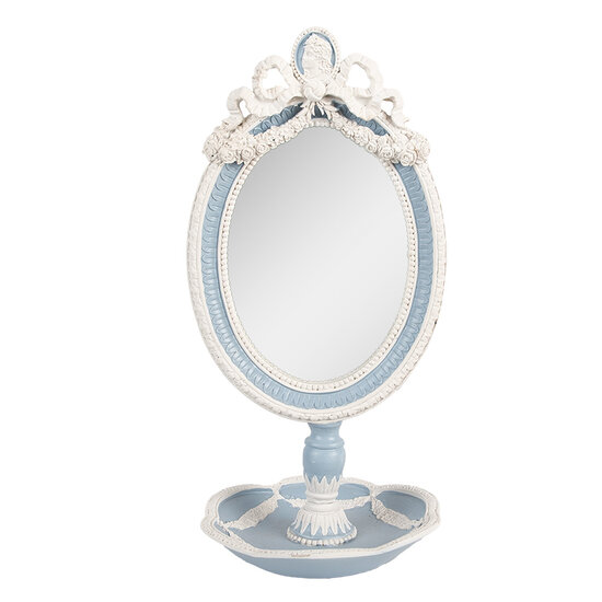 Clayre &amp; Eef | Staande Spiegel Blauw Wit 14x14x28 cm | 62S338