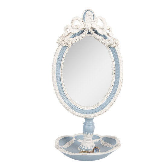 Clayre &amp; Eef | Staande Spiegel Blauw Wit 14x14x28 cm | 62S338