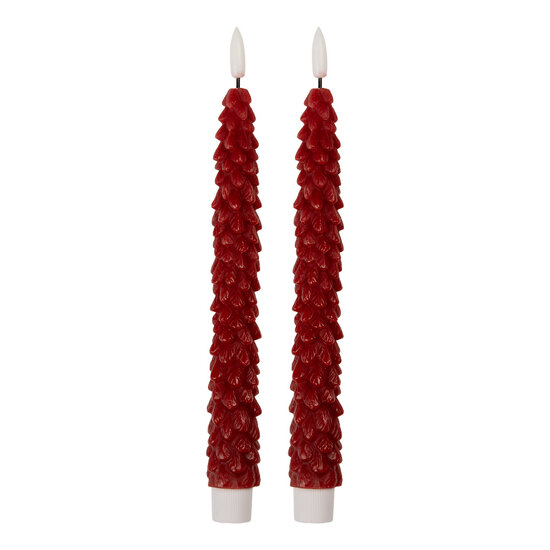 Clayre &amp; Eef | Kaars met LED set van 2 Rood &oslash; 3x25 cm / 2xAAA | 6CA0001R