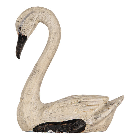 Clayre &amp; Eef | Decoratie Zwanen Beige (set van 2) 21x10x18 / 26x11x29 cm | 6H2410