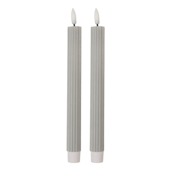 Clayre &amp; Eef | Kaars met LED set van 2 Grijs &oslash; 2x25 cm / 2xAAA | 6CA0002G