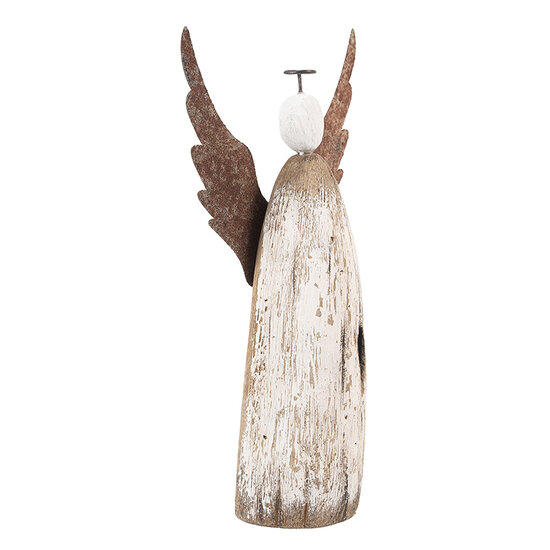 Clayre &amp; Eef | Kerstdecoratie Engel Wit Bruin 14x5x26 cm | 6H2420L
