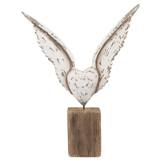 Clayre & Eef | Decoratie Vleugels Wit Bruin 26x5x33 cm | 6H2425