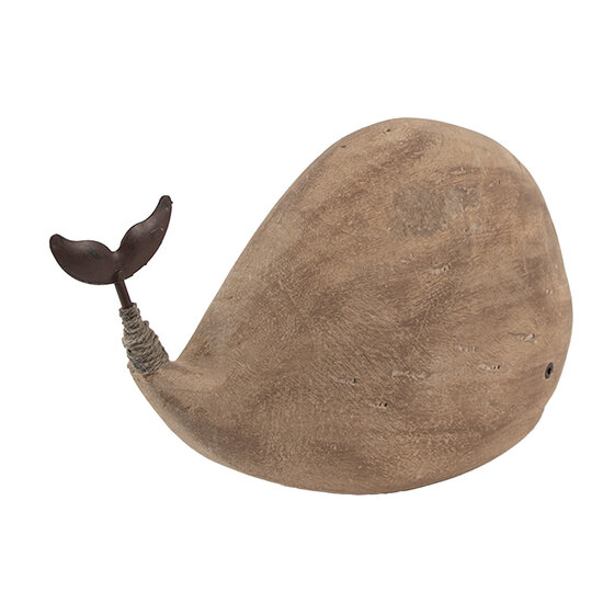 Clayre & Eef | Decoratie Walvis Bruin 26x7x14 cm | 6H2434