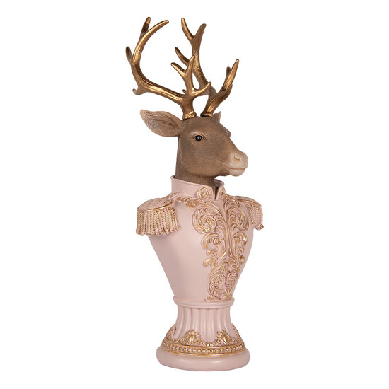 Clayre & Eef | Decoratie Hert Bruin Roze 16x14x36 cm | 6PR5370
