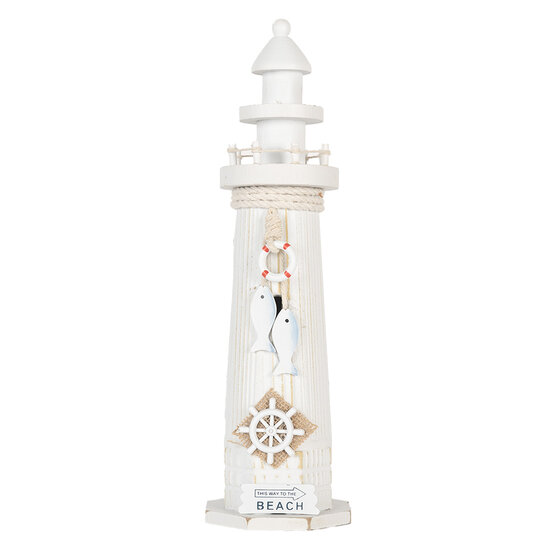 Clayre & Eef | Decoratie Vuurtoren Wit ø 10x32 cm | 6H2413