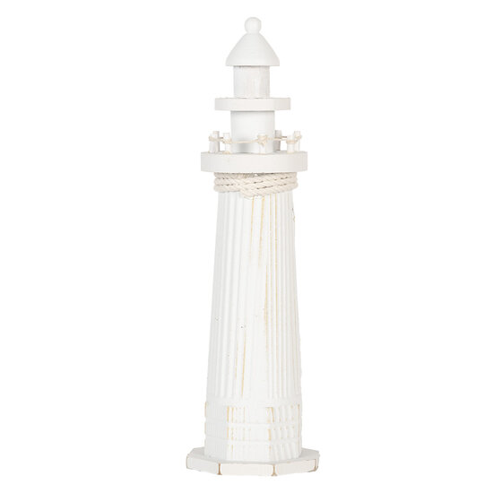 Clayre & Eef | Decoratie Vuurtoren Wit ø 10x32 cm | 6H2413