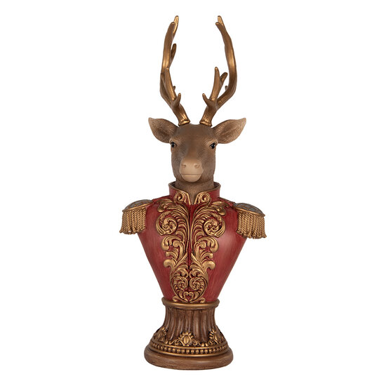 Clayre & Eef | Decoratie Hert Bruin Rood 16x14x36 cm | 6PR5394