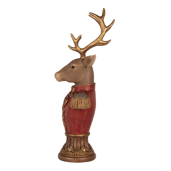 Clayre & Eef | Decoratie Hert Bruin Rood 16x14x36 cm | 6PR5394