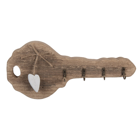 Clayre &amp; Eef | Sleutelrekje Bruin Wit 30x4x14 cm | 6H2430