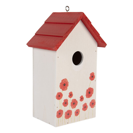 Clayre &amp; Eef | Vogelhuis Wit Rood 15x10x22 cm | 6H2446
