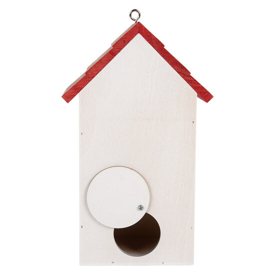 Clayre &amp; Eef | Vogelhuis Wit Rood 15x10x22 cm | 6H2446